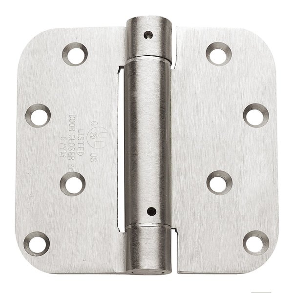 Global Door Controls 4 in. x 4 in. Brushed Chrome Steel Spring Hinge with 5/8 in. Radius (Set of 3) CPS4040-5/8-US15-3